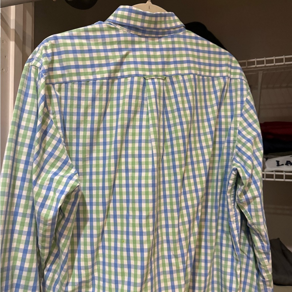 Izod Blue and Green Casual Button Down Shirt - lightly worn - Picture 3 of 5